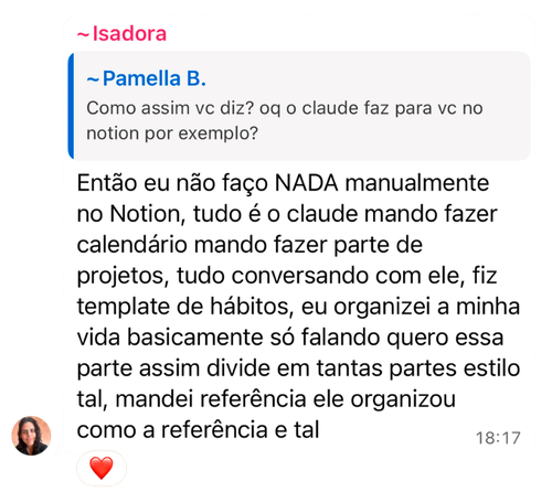 Depoimento da comunidade