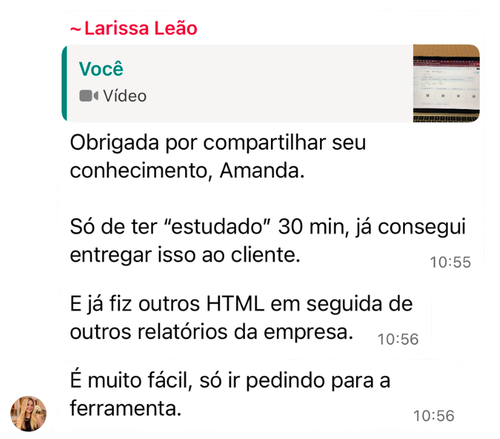 Depoimento da comunidade